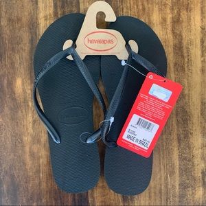 NWT black havaianas flip flops